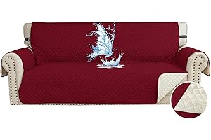 CYCMACO Funda Sofa Impermeable 3 Plazas, Cubre Sofas Antiarañazos Gatos, Couch Cover Antideslizante Antimanchas, Universal, con Reposabrazos, Lavable, Borgoña