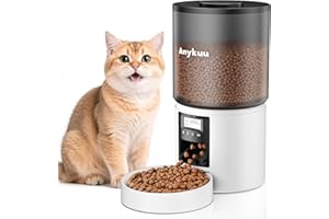 ANYKUU Distributore Automatico Cibo Gatti 4L Dispenser Crocchette Gatto Con Timer Programmabile e 10S Registrazione Distributore Cibo Gatti 1-6 Pasti al Giorno per Animali di Piccola e Media Taglia