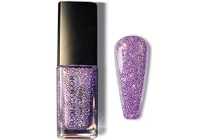 SHEFAVE Purple Glitter Nail Polish - Quick Dry, No UV Needed, Long Lasting Gel Varnish for DIY Manicure and Nail Art at Home, 13ml