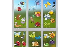 Payutou 4 Sheet 54 Pcs Insect Window Clings for Kids Window Gel Clings Decals Stickers Toddlers and Adults Home Airplane Classroom Nursery Winter Insects Animals Party Supplies Decorations