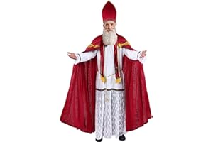 Boveco Nikolaus Kostüm für Herren Erwachsene 5-teiliges Bischof Weihnachtsmann Kostüm Set Outfit für Weihnachten