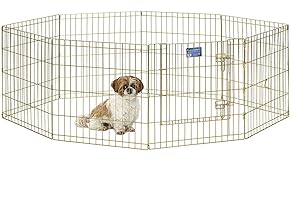 MidWest Homes for Pets 540-24 Hunde-Laufstall, Haustier-Spielgehege, faltbar, Metall, mit Tür, 61 x 61 cm, goldfarben verzinkt
