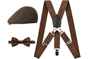 Alizeal Kids Adjustable Braces, Pre-tied Bow tie and Hat Set