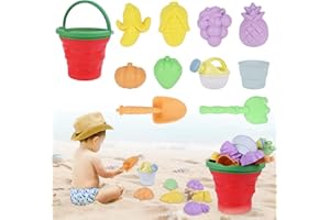 Gerbala Jouet de Plage Enfant, 11 Pièces Jeux de Plage avec Seau Pastèque Plage Pliant, Roue À Eau, Pelle Râteaux Moules, Glace Jeu de Plage Enfant pour Bac a Sable Intérieur Extérieur (Rouge)