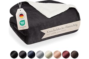 ‎BLUMTAL Blumtal Premium Sherpa Kuscheldecke flauschig 150x200 cm - Oeko-Tex zert. Sofa Decke mit Dicker Sherpa-Innenseite - super Flauschige Decke extra dick und wärmend - Plüschdecke - Anthrazit