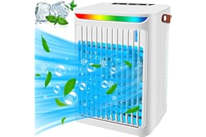 BEEWIN Portable Air Cooler - Portable Air Conditioner Mini AC with Handle,Personal Quiet Small Mobile Cooling Fan,USB Powered,2/4/6 H Timer, 5 Speeds,60°Adjustment,for Office, Home, Room,Desk,Car - White