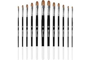 Himmlfel pennelli filbert, 12 pennelli filbert per dipingere bordi morbidi, foglie, nuvole e altro, per pittura acrilica, acquerello, olio e guazzo