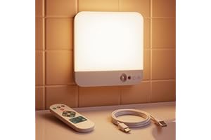 Combuh Bezprzewodowa Lamp Sufitowa LED z Czujnikiem Ruchu, Z Pilotem, Ładowalna Na Akumulator, Bez Prądu Ø20 cm do Łazienki, Garażu, Holu, Pivnicy (1 szt (Kwadratowy))