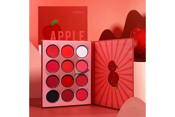Palettes de Fard à Paupières Rouges Makeup Professional, Afflano Eyeshadow Palette Red Pigmentée Mélangeante 12 Couleurs, Texture Veloutée Mate Chatoyante Ombre à Paupières Chaude Soleil d'Automne