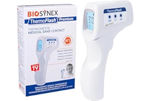 BIOSYNEX Thermometre Frontal sans Contact Thermoflash Premium