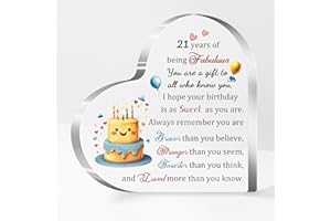 FCZIVA 21st Birthday Gift for Her Him Women Men Acrylic Plaques 21-Year-Old Inspirational Heart Desk Signs Son Daughter Friends Personalised Happy Twenty-first Birthday Present Idea Appreciate Keepsakes
