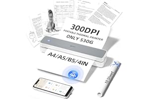 iDPRT MT610pro Tragbarer Thermodrucker, 300DPi Bluetooth Mobiler Drucker für Unterwegs, Thermodrucker A4 für Fahrzeuge, Büro, Zuhause, Schule, Kompatibel mit iOS, Android, Tablet & Laptop- Weiß