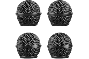 WOKYO 4 testine di ricambio per microfono, in rete di acciaio, con imbottitura interna in schiuma, adatte per Shure Beta 58A, SM58, PG58 (SM58, 4 pezzi, nero)