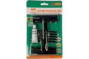 RevolutionLine - Kit Reparador de pinchazos para neumáticos de Coches y Motos | Herramientas Incluidas: 1 Herramienta para perforar, 1 Herramienta para Insertar la Mecha, 5 mechas y Pegamento