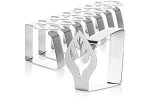 com-four® 8X Pinces à Nappe Premium en Acier Inoxydable - Supports à Tissus pour Linge de Table - Pinces de Table pour l'intérieur et l'extérieur - Clips métalliques (08 pièces/Feuille)