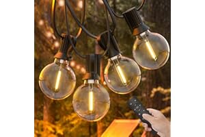 Yuusei Guirlande Guinguette Exterieur Télécommande, 30M Guirlande Lumineuse de 50+2 G40 LED Ampoules Guirlande Guinguette Raccordable Étanche pour Jardin Patio Café Parti Terrasse, Blanc Chaud