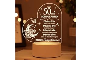 VETBUOSA 50 Anni Compleanno Donna Uomo, Regalo 50 Anni Uomo Donna, Luce Notturna per Mama, Papa, Nonna, Nonno, Sorella Idee Regalo Amica, Luce Notturna Decorazioni Per Camera Da Letto Studio, Lampada Cameretta