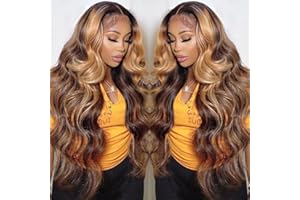 Bele Ombre 4/27 Color Body Wave Wigs Highlight 13x6 T-Part Human Hair Lace Front Wigs 150% Denisty Brazilian Virgin Glueless Wig Pre-Plucked with Baby Hair for Black Women 18 inch