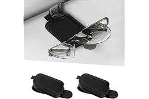 ‎YUEONEWIN YUEONEWIN Brillenhalter für Auto Sonnenblende, 2 STK Sonnenbrillenhalter Auto mit Magnet, Universal Leder Auto Brillenhalter Sonnenbrillen Halterung Geschenke für Freunde Familie (Schwarz)