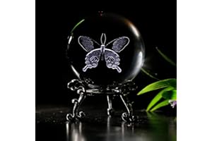 VSKIKRIS 3D Laser Butterfly Crystal Ball Paperweight Glass Crystal Butterfly Figurines Gift