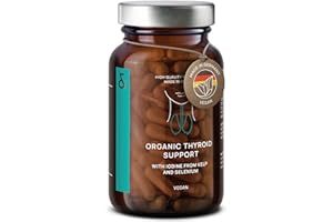 CLAV Organic Thyroid Support Supplement with Organic Sea Kelp Iodine and Selenium from Mustard Seed Extract - 120 Capsules - Natural Iodine Supplement for Men & Women - Vegan and Gluten Free