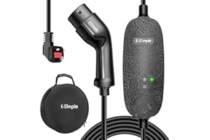 E-S1mple EV Charger Cable Type 2 To 3 Pin Plug 5M / 3KW/ 13A / 3Pin Plug EV Charger With Led Indicators, Type 2 Charging Cable 3 Pin Electric Car Charger IP65 Waterproof for EVs & PHEV