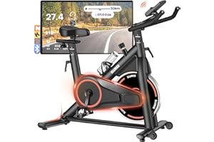SLUNSE Heimtrainer Fahrrad mit App, Leises Hometrainer mit Verbessertem LCD-Monitor, Ergometer Spinning Bike Indoor mit Verstellbarem Widerstand, Fitnessbike bis 160KG für Kardio-Training zu Hause