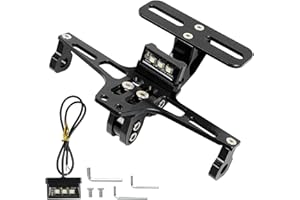 DREAMIZER Portamatriculas Moto Universal, Marco Matricula Moto Ajustable con Luz de Matrícula para matrícula de Motocicleta, Compatible con MT01 MT07 MT09 Z900 SV650 FZS1000 FZS600