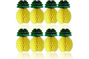 ‎SUNBEAUTY Set 8 Ananas Wabenball Papier, Sommer Dekoration Hawaii Party Deko Papier Ananas für Tropische Themen-Luau-Party Hochzeit Geburtstag, 21 cm, gelb