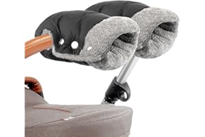 FENYW Passeggino scaldamani per passeggino, guanti, guanti, guanti, con interno in pile, traspirante, impermeabile, antivento, misura universale per passeggino, passeggino e rimorchio, colore nero