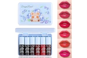 TITIMORE 6 Colors Lip Tint Stain Set Long Lasting Water Lip and Cheek Tint Waterproof Lip Gloss Mini Liquid Lipstick Moisturizing Lip Makeup Non-Stick Cup Lip Stain(Blueberry)