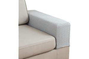 Wsetyy 2Pcs Jacquard Sofa Armrest Cover Grey, Boucle Protectors Armchair Covers for Arms, Sofa Arm Covers Slipcover Non-slip, for Couches Loveseat Recliner (Light Grey)