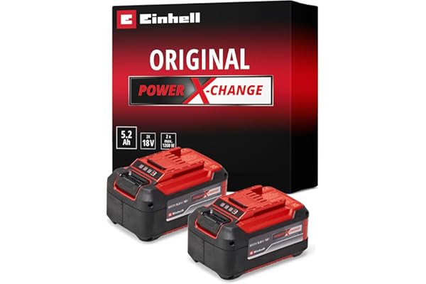 Einhell Original batteripaket PXC 18 V 5,2 Ah | 2 batterier i setet | 1260 W | PXC | Li-Ion | ABS