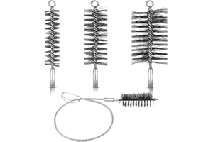 Nuenen 4 Stück Ofenrohrbürsten Reinigung Set 30 mm 50 mm 80 mm Kaminbesen mit Flexibler Schubstange Heizkesselbürsten Kaminbürsten Schornsteinfeger Bürsten für Ofenrohr Kaminofen Schornstein