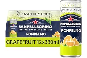 San Pellegrino Italian Sparkling Drinks Tastefully Light Sparkling Grapefruit Canned Soft Drink 12 x 330ml | 70 kCals per Can