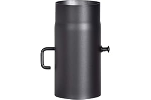 FIREFIX Tubo per stufa in acciaio spesso 2 mm (tubo fumo) in 120 mm di diametro, per stufe e fuochi da camino, Senotherm, grigio scuro, 250 mm di lunghezza con valvola di regolazione.