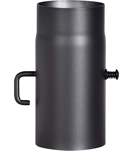 Tubo Per Stufa Con Valvola A Farfalla 500 Mm Diametro 200 Mm - Acciaio Nero Verniciato Termoresistente