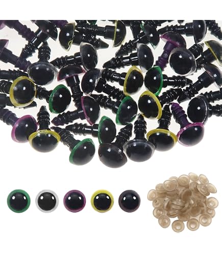 TOAOB 100 Pièces Multicolore Yeux 5mm de Poupée d'animaux en Peluche en TOAOB 100 Pièces Multicolore Yeux 5mm de Poupée d'animaux en Peluche en