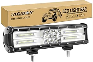 ‎RIGIDON RIGIDON LED Light Strip Car Outdoor, 12 V 24 V 12 Inch 30 cm 180 W Spot Flood Combo Beam Offroad Lighting for SUV Offroad ATV, UTV, Offroad, Tractor, Truck, Vehicles, 6000 K White LED Fog Light