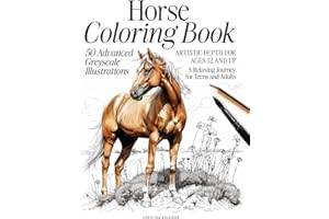 Horse Coloring Book: 50 Advanced Greyscale Illustrations | Artistic Depth for Ages 12 and Up | A Relaxing Journey for Teens and Adults