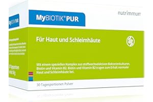 ‎NUTRIMMUN nutrimmun MyBIOTIK® PUR (30 x 2 g) Pulver – Nahrungsergänzungsmittel mit einem speziellen Komplex aus stoffwechselaktiven Bakterienkulturen, Biotin und Vitamin B2 – Für Haut und Schleimhäute