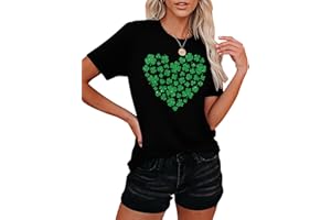 hohololo St. Patrick's Day T-Shirt Lucky Irish Shamrock Shirt for Women Funny St. Patrick's Day Short-Sleeved Shirt