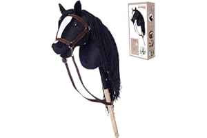HOPPIMALS HOPPIHORSE Sport Edition Hobby Horse, A3 Taille, Têtes de Cheval à Chevaucher avec Bride, Rênes, Sangle d'Épaule, Queue, Poignée en Silicone dans Une Boîte-Cadeau, Cheval Baton, Cheval de Passe