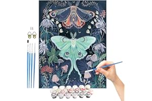 ARTOWN Dipingere con i Numeri Adulti, DIY Tela Pittura ad Olio Dipingere con i Numeri Senza Cornice per Bambini 40x50cm DIY Set di PitturaFarfalla verde