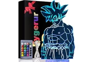 EYGERUR Dragon Ball Geschenke Spielzeug Dekoration Nachtlicht 3D LED Illusion Lampe Mit Fernbedienung & Touch 7 Farben + 16 Farben wechselnd Opreated Dimmbare Nachttischlampe für Kinder Männer Goku Fans