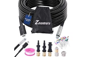 Zoomers Kit di Sonda Sturatubi per Idropulitrice: Tubo Idropulitrice Sonda Sturatubi 20m 200bar 60°C,Adattatori per K2-K7 Kärcher Bosch Lavor Pistola, 2 Ugelli G1/8 per la Pulizia delle Tubature.