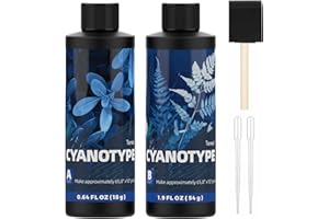 TENEE Complete Cyanotype Kit, Cyanotype Sensitizer Set for Sun Printing, Solar Sun Print Kit for Photographic Process Projects on Fabric and Paper, Ideal Blue Prints Sensitizer for Beginners & Artists