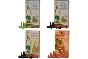 Knox Incense Cones Set - Classic, 4 Packs of 24 Cones, Fir Tree, Myrrh, Baked Apple, Christmas Scent