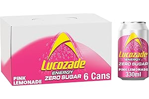 Lucozade Energy Zero Sugar Drink Pink Lemonade 330ml can (Pack of 6)