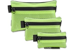 TACTICAL_GEEK Storage A5 Mesh Pouch Set Poches supplémentaires Transparentes, Poche à Fermeture éclair, Poche Documents, PVC, Pouch Organisateur Articles EDC, Pochette Molle 3 pièces, Vert Clair